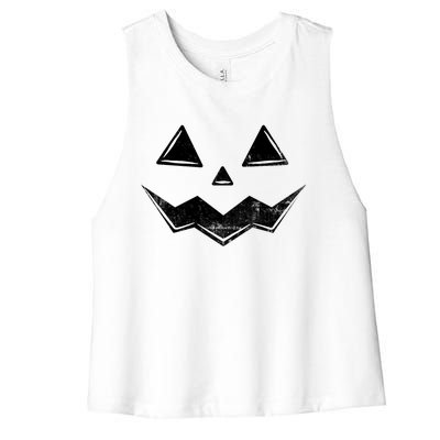 Halloween Costume Jack O Lantern Pumpkin Face Funny Halloween Gift Women's Racerback Cropped Tank