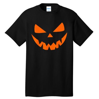 Halloween Costume Jack O Lantern Pumpkin Face Women Men Tall T-Shirt