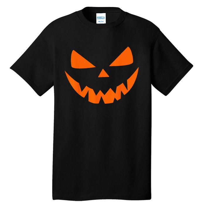 Halloween Costume Jack O Lantern Pumpkin Face Women Men Tall T-Shirt