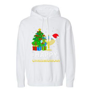 Happy Chrismukkah Jewish Christmas Hanukkah Holiday Chanukah Garment-Dyed Fleece Hoodie