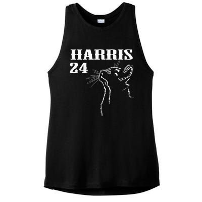 Harris Cat Kamala Cat Lady Ladies PosiCharge Tri-Blend Wicking Tank