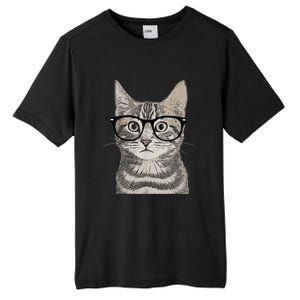 Hipster Cat Kitten Spectacles Eye Glasses Funny Cute Tall Fusion ChromaSoft Performance T-Shirt