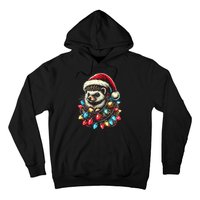 Hedgehog Christmas Lights Santa Hat Funny Gift Xmas Hoodie