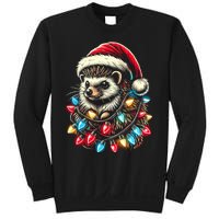 Hedgehog Christmas Lights Santa Hat Funny Gift Xmas Sweatshirt