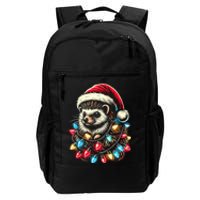 Hedgehog Christmas Lights Santa Hat Funny Gift Xmas Daily Commute Backpack