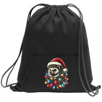 Hedgehog Christmas Lights Santa Hat Funny Gift Xmas Sweatshirt Cinch Pack Bag