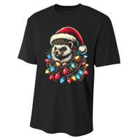 Hedgehog Christmas Lights Santa Hat Funny Gift Xmas Performance Sprint T-Shirt