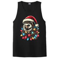 Hedgehog Christmas Lights Santa Hat Funny Gift Xmas PosiCharge Competitor Tank