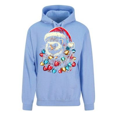 Hedgehog Christmas Lights Santa Hat Funny Gift Xmas Unisex Surf Hoodie