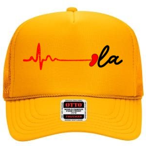 Heartbeat Comma La Kamala Harris For President 2024 Election High Crown Mesh Back Trucker Hat