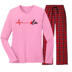 Heartbeat Comma La Kamala Harris For President 2024 Election Women's Long Sleeve Flannel Pajama Set 