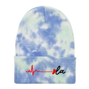 Heartbeat Comma La Kamala Harris For President 2024 Election Tie Dye 12in Knit Beanie