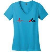 Heartbeat Comma La Kamala Harris For President 2024 Election Women's V-Neck T-Shirt