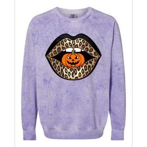 Halloween Cheetah Lips Pumpkin Stylish And Spooky Colorblast Crewneck Sweatshirt