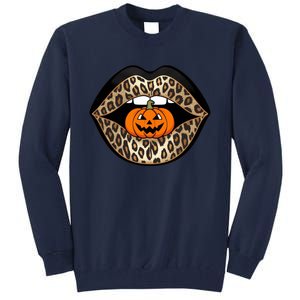 Halloween Cheetah Lips Pumpkin Stylish And Spooky Tall Sweatshirt