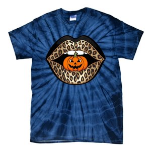 Halloween Cheetah Lips Pumpkin Stylish And Spooky Tie-Dye T-Shirt