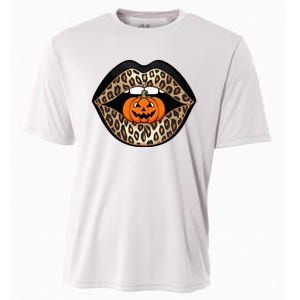 Halloween Cheetah Lips Pumpkin Stylish And Spooky Cooling Performance Crew T-Shirt