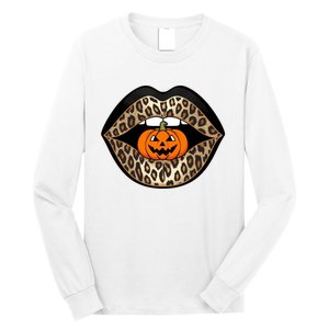 Halloween Cheetah Lips Pumpkin Stylish And Spooky Long Sleeve Shirt