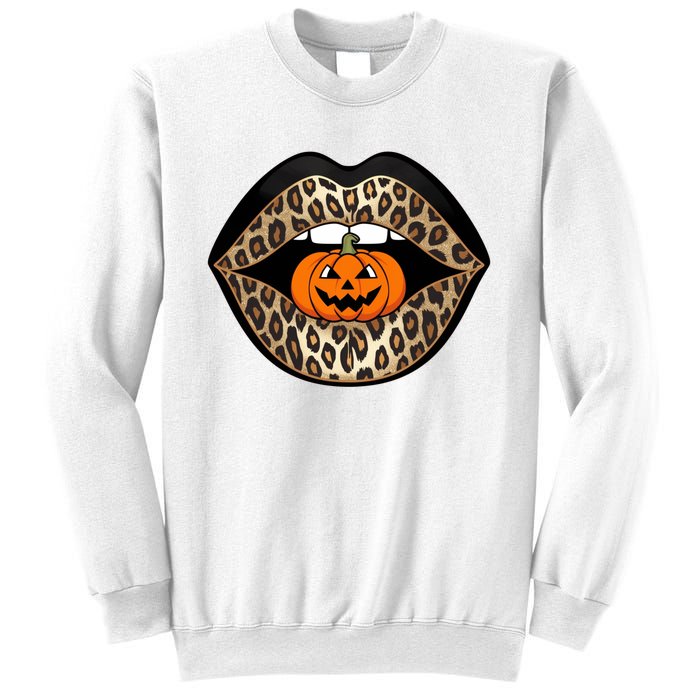 Halloween Cheetah Lips Pumpkin Stylish And Spooky Sweatshirt