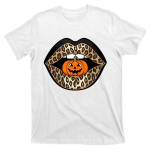 Halloween Cheetah Lips Pumpkin Stylish And Spooky T-Shirt