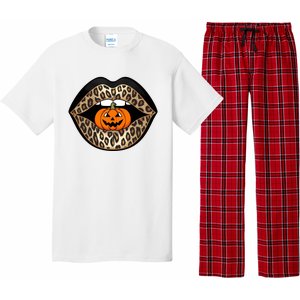 Halloween Cheetah Lips Pumpkin Stylish And Spooky Pajama Set