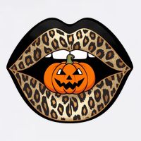 Halloween Cheetah Lips Pumpkin Stylish And Spooky Flat Bill Trucker Hat