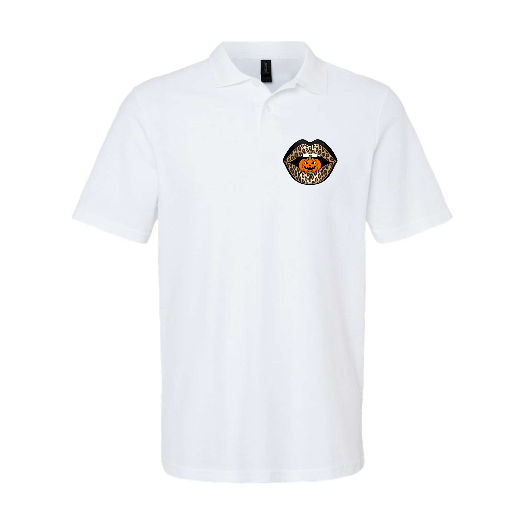 Halloween Cheetah Lips Pumpkin Stylish And Spooky Polo