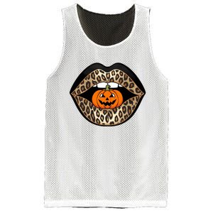 Halloween Cheetah Lips Pumpkin Stylish And Spooky Mesh Reversible Basketball Jersey Tank