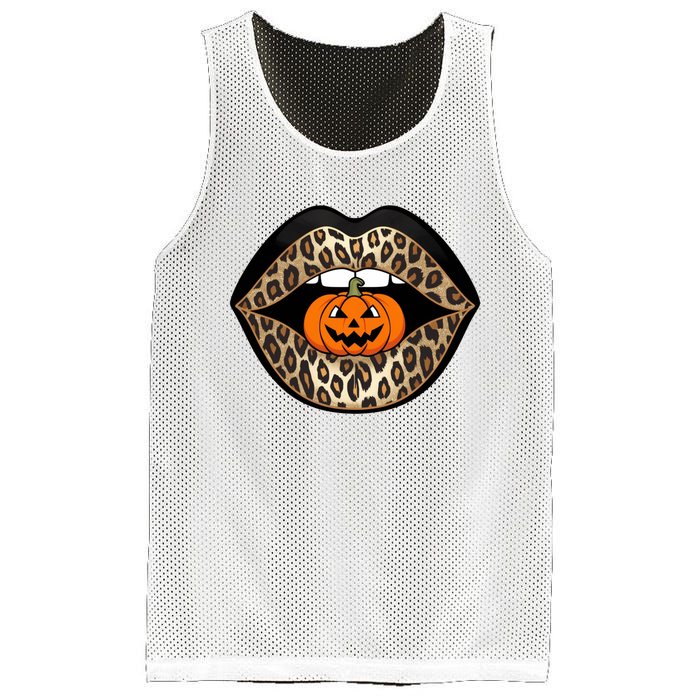 Halloween Cheetah Lips Pumpkin Stylish And Spooky Mesh Reversible Basketball Jersey Tank