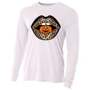 Halloween Cheetah Lips Pumpkin Stylish And Spooky Cooling Performance Long Sleeve Crew