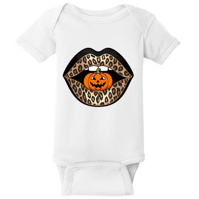 Halloween Cheetah Lips Pumpkin Stylish And Spooky Baby Bodysuit