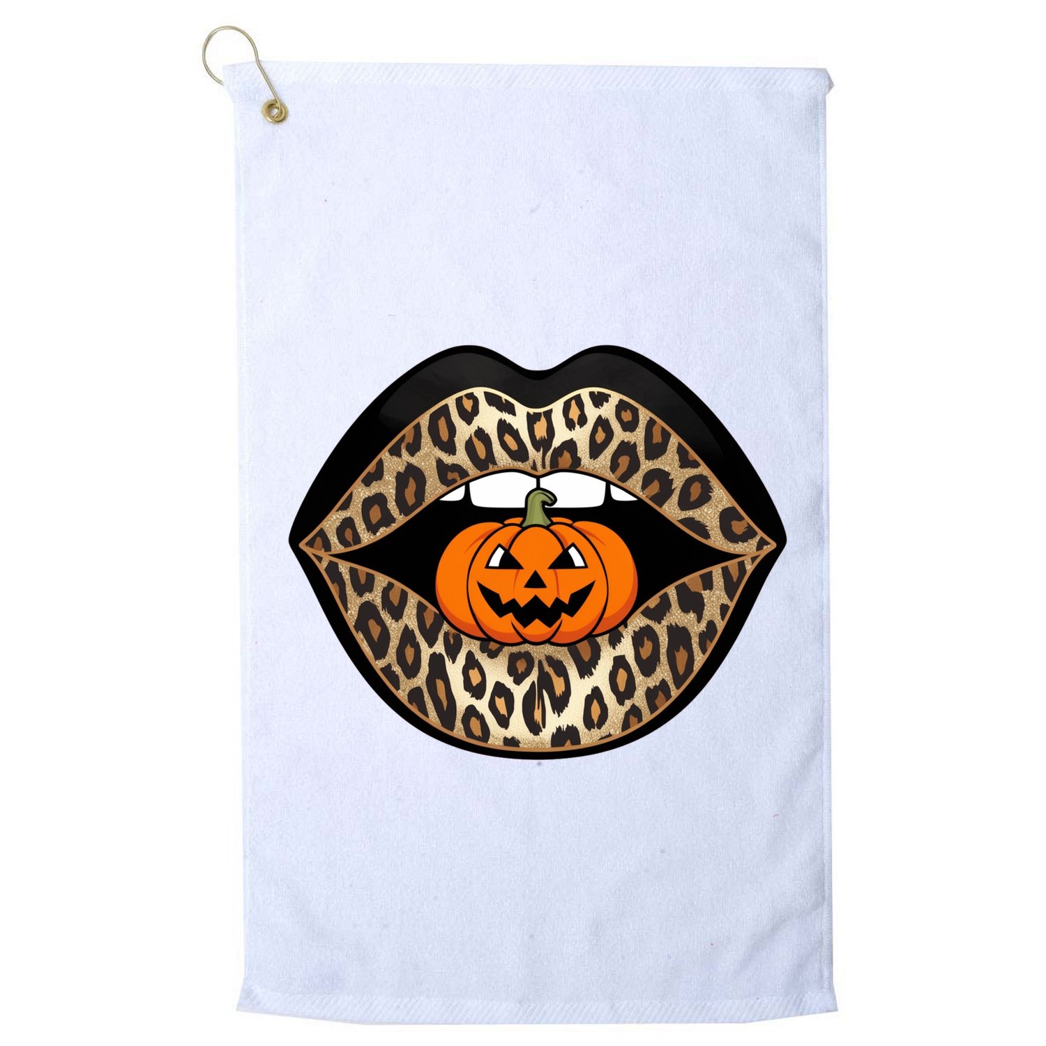 Halloween Cheetah Lips Pumpkin Stylish And Spooky Golf Towel