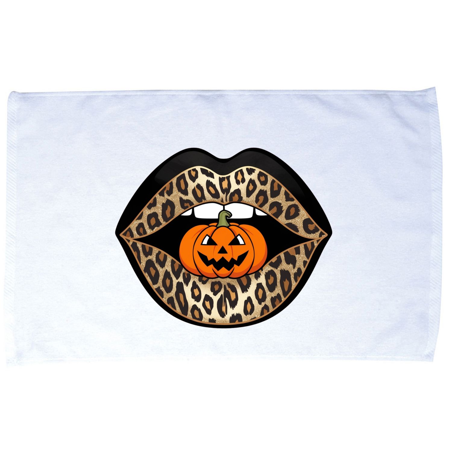 Halloween Cheetah Lips Pumpkin Stylish And Spooky Microfiber Hand Towel
