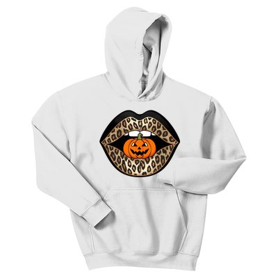 Halloween Cheetah Lips Pumpkin Stylish And Spooky Kids Hoodie