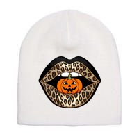 Halloween Cheetah Lips Pumpkin Stylish And Spooky Short Acrylic Beanie