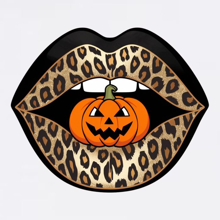 Halloween Cheetah Lips Pumpkin Stylish And Spooky Short Acrylic Beanie