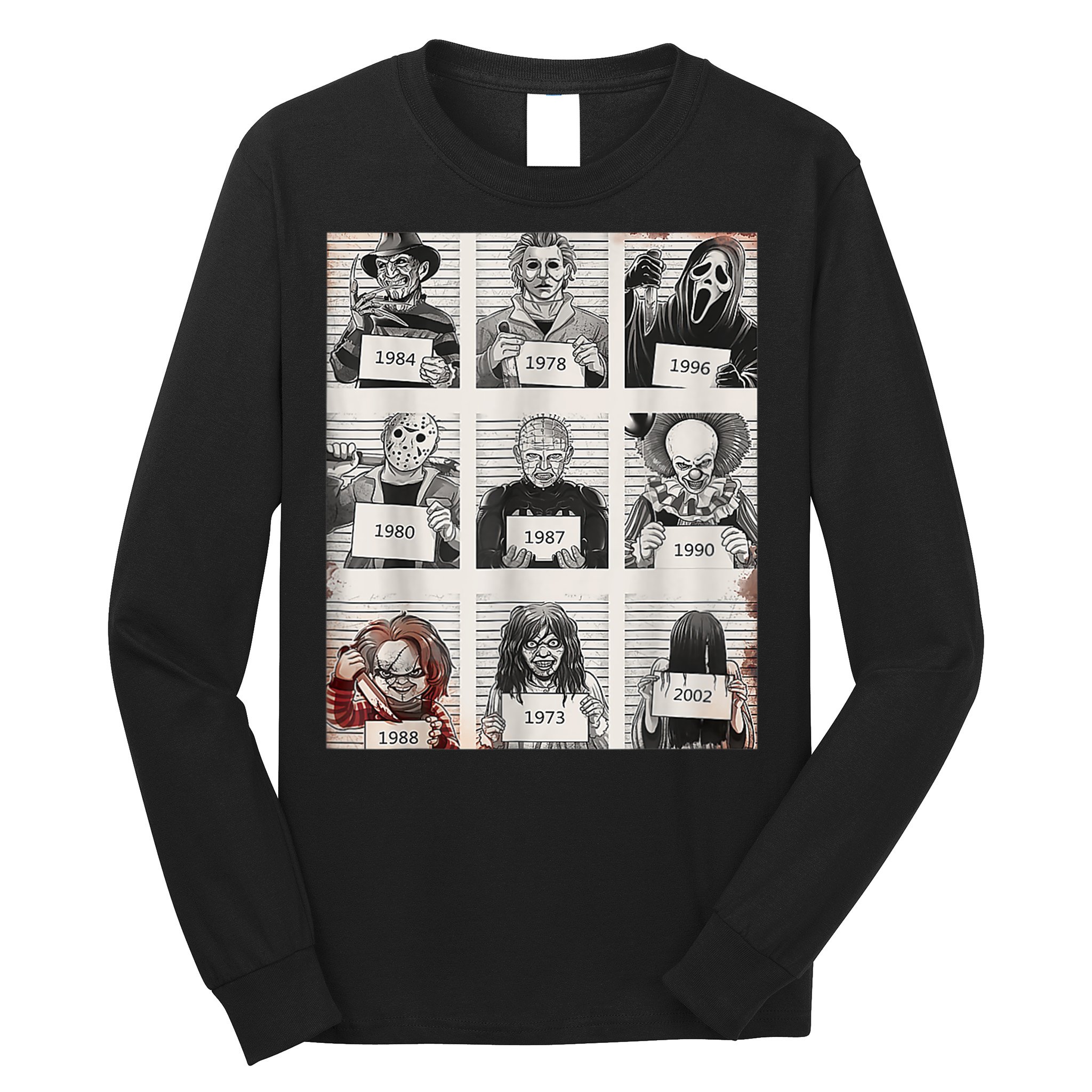 Halloween Creepy Legends Killer Mugshots Horror Fan Long Sleeve Shirt