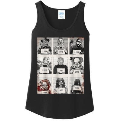 Halloween Creepy Legends Killer Mugshots Horror Fan Ladies Essential Tank