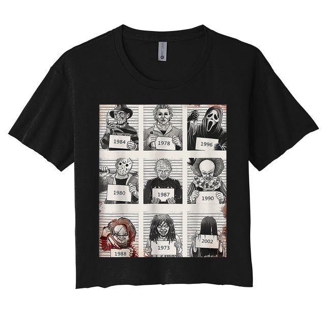 Halloween Creepy Legends Killer Mugshots Horror Fan Crop Top