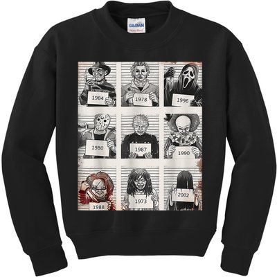 Halloween Creepy Legends Killer Mugshots Horror Fan Kids Sweatshirt