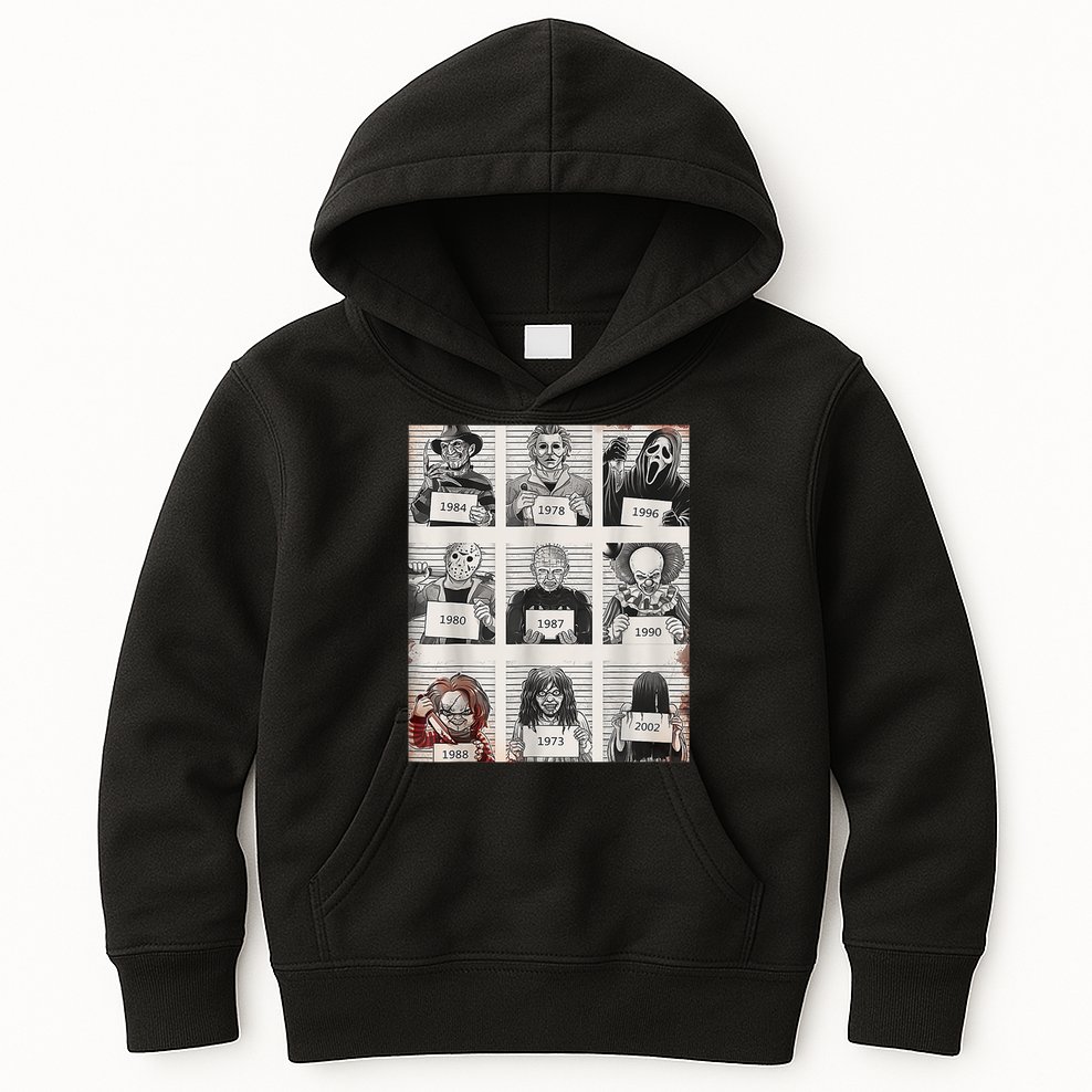 Halloween Creepy Legends Killer Mugshots Horror Fan Kids Hoodie