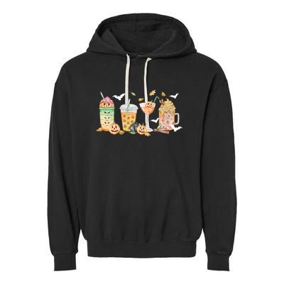 Halloween Coffee Latte Lover Garment-Dyed Fleece Hoodie