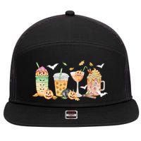 Halloween Coffee Latte Lover 7 Panel Mesh Trucker Snapback Hat