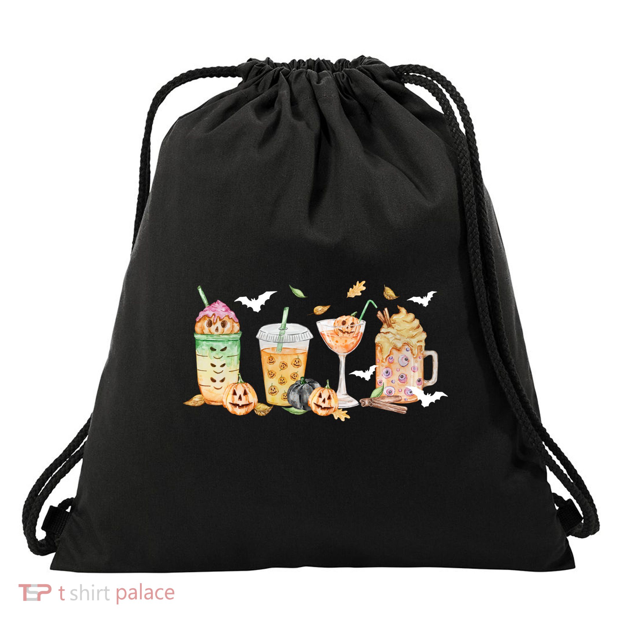 Halloween Coffee Latte Lover Drawstring Bag