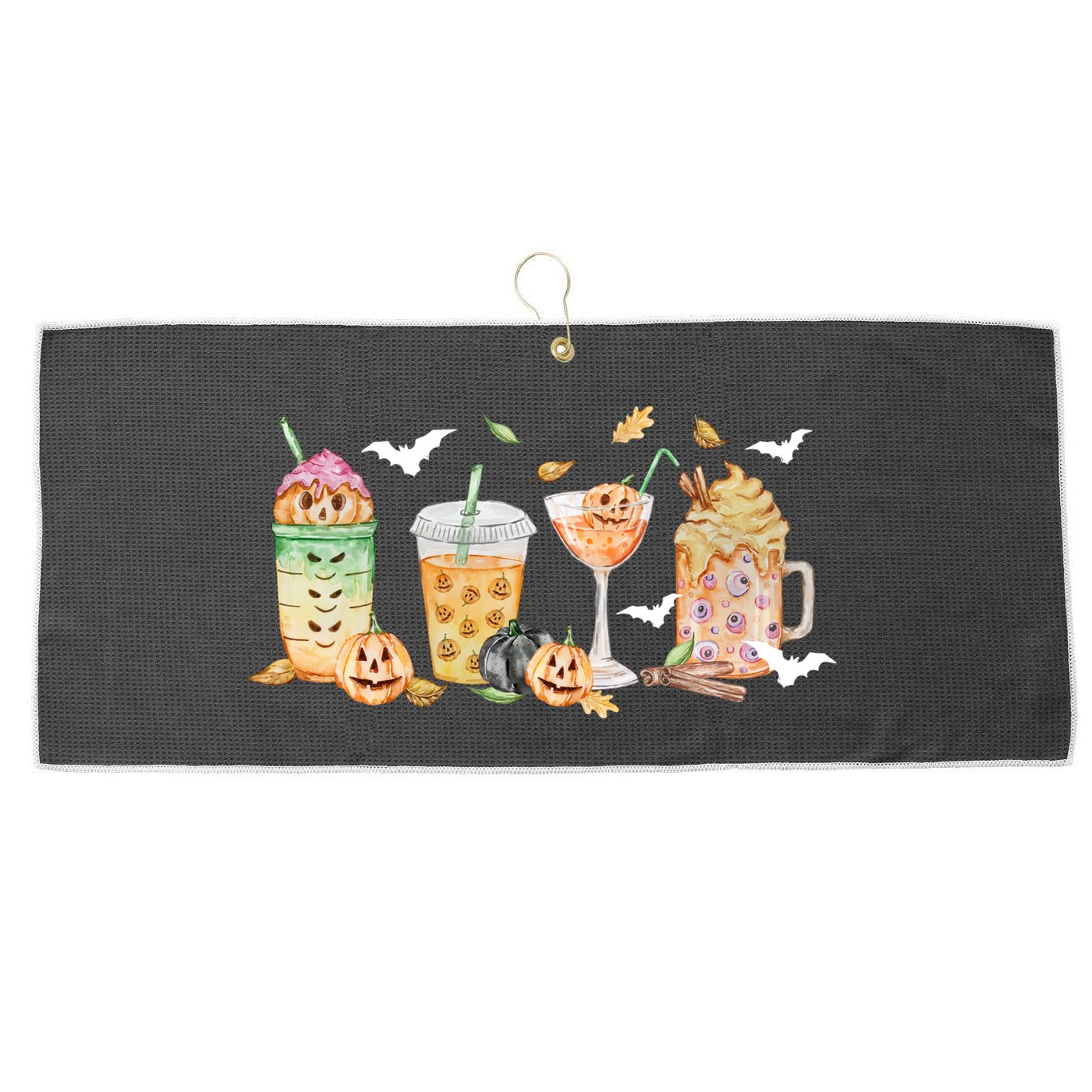 Halloween Coffee Latte Lover Large Microfiber Waffle Golf Towel