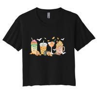 Halloween Coffee Latte Lover Women's Crop Top Tee