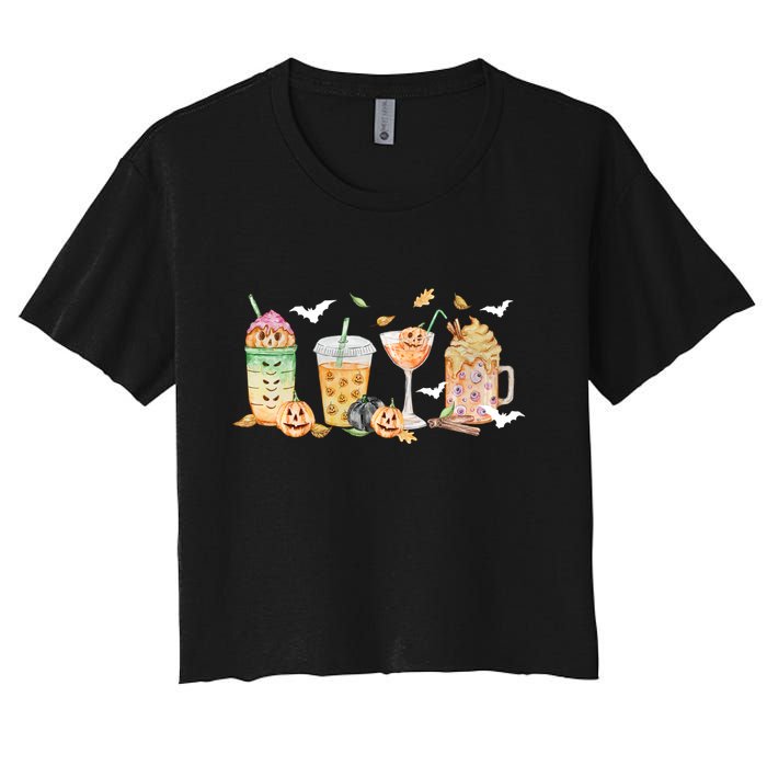 Halloween Coffee Latte Lover Women's Crop Top Tee