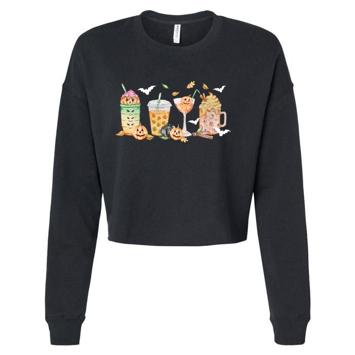 Halloween Coffee Latte Lover Cropped Pullover Crew