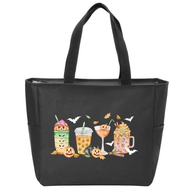 Halloween Coffee Latte Lover Zip Tote Bag