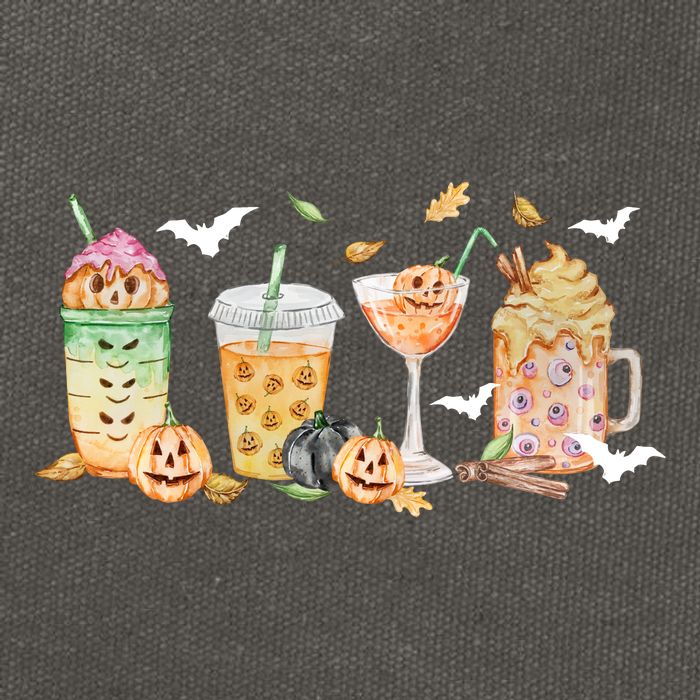 Halloween Coffee Latte Lover Cotton Canvas Backpack